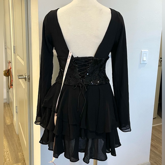 NWT Oh Polly “Reinara” Black Embellished Corset Mini Dress - Picture 10 of 12